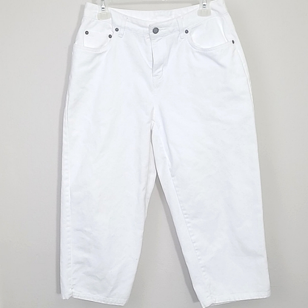 Bill Blass Capris White Denim 100% Cotton Stretch High waisted straight leg sz 6